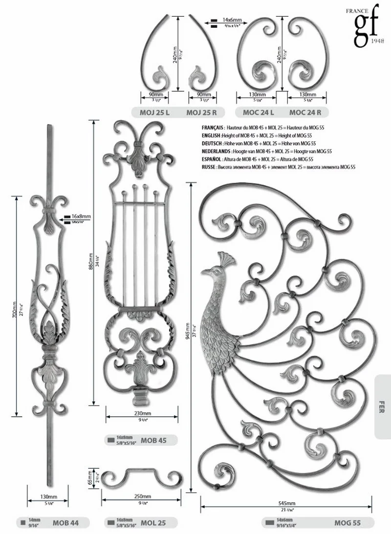 Consepto Hekwerk-Sierpijlen Grande Forge ornamenten sierhekwerk balkonhekwerk