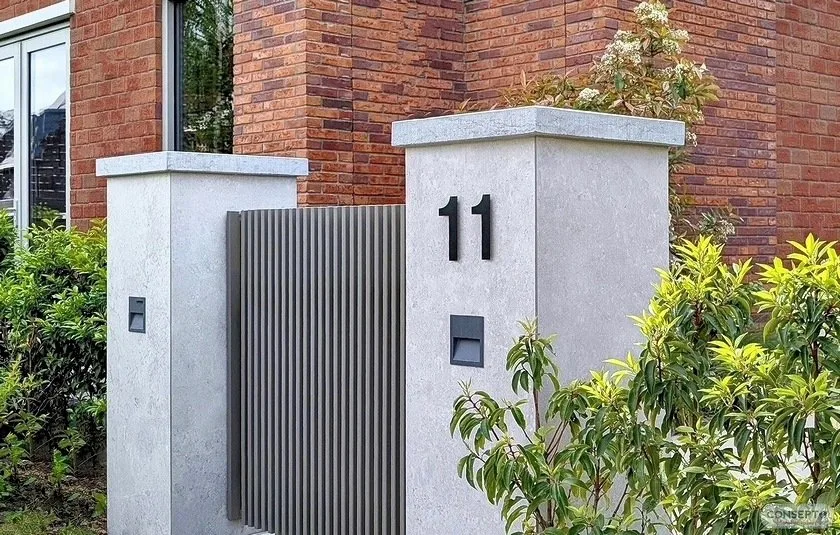 Looppoorten hout staal houten poort zuilen kolommen penanten metselwerk poeren prefab | Consepto Hekwerk