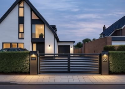 Impressie Dubbele elektrische poort Asetto 7 | Consepto Hekwerk