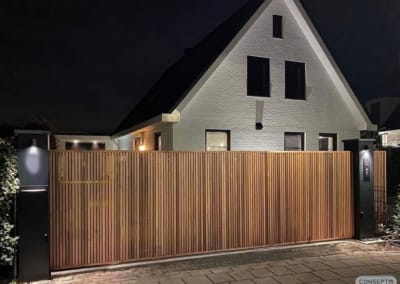Houten elektrische schuifpoort Wassenaar